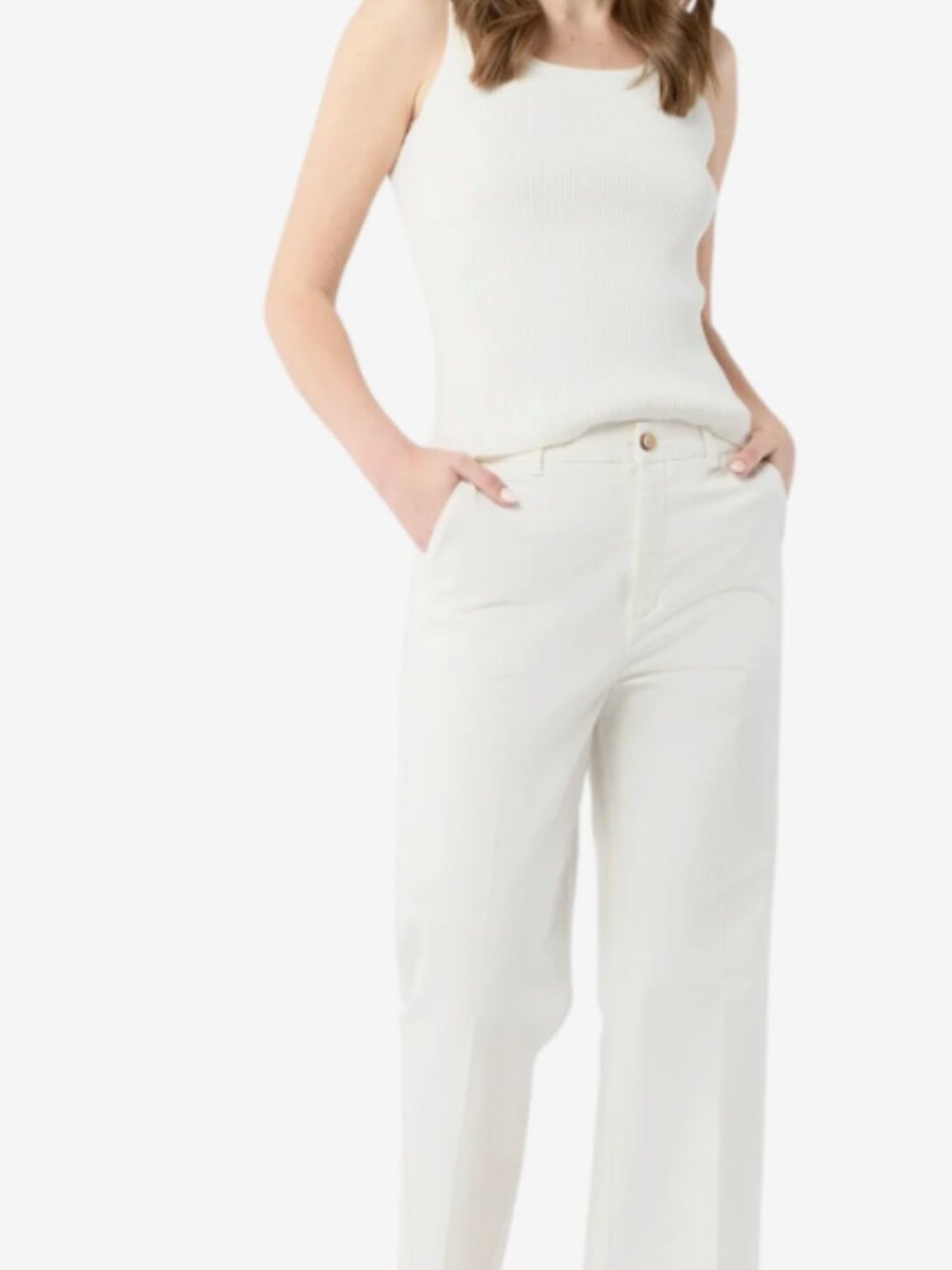 Ann Mashburn Billie Pant Ivory Stretch Canvas Size 8 NWT